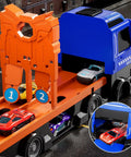 24 Die Cast Cars Included Transport Truck Toy For Kids Ages 3 To 7, Big Carrier with cars stored and racing setup