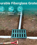 Heavy Duty Drain Catch Basin With Debris Basket And Fiberglass Grate For Yard Lawn Patio Gutter Downspout Outdoor Drainage Box installed