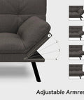 Cozy Convertible Futon Sofa Bed With 71 Inch Frame Memory Foam Couch Detachable Cushions Adjustable Backrest And Armrest Linen
