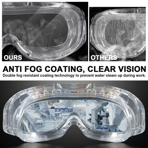 Six Pack Anti Fog Safety Goggles For Lab And Industrial Use Adjustable Chemical Splash Eye Protection With Clear Lenses