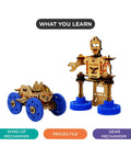 2 In 1 Rover Bot STEM Kit Turns A Car Into A Robot For Kids 6 Plus A Fun Hands On Educational Construction Toy With Gear Mechanisms Wind Up Play An Ultimate Gift For Curious Builders. wind-up car and robot build with blue wheels