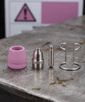 Plasma Torch Consumables One Set With Nozzle Tip And Electrodes For Pro Grade Precision Cutting And Welding Accessories Durable Replacement Parts For Air Plasma Cutter, pink and steel