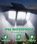 Solar Outdoor Lights Motion Sensor, 2500LM 286 LED Security Flood Lights with Visual Battery & Mode Display, IP65 waterproof in rain