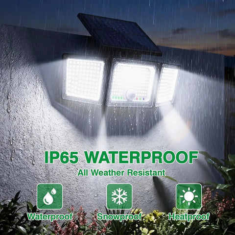 Solar Outdoor Lights Motion Sensor, 2500LM 286 LED Security Flood Lights with Visual Battery & Mode Display, IP65 waterproof in rain