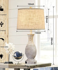 28 Inch Farmhouse Table Lamps Set Of 2 With USB Ports And 3 Way Dimmable Nightstand Lighting, oatmeal linen shade, rustic base