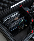 Neo Zipper Gear Organizer Bag For Electronics And Cameras Cable Organizer Pouch inside protective case, transparent view