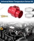 Straight Up Heavy Duty 12V 24V Universal Water Temp Sensor Kit with red adapter and sensor fitting for engine monitoring.