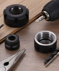 Four Piece ER32UM M40 Collet Clamping Nuts For CNC Milling Lathe Chuck Holder Replacement Cast Steel Nut Set, with tools