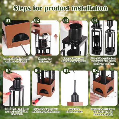 Installation steps for Squirrel Proof Outdoor Bird Feeders With 5 Pound Capacity Metal Tube Design Beefy Build Heavy Duty Chew Proof