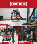 10 Gallon Wet Dry Shop Vacuum With 6.0 Peak HP Motor Stainless Steel Drum Portable Vacuum for Home Garage and Renovations