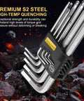 Close-up of 27-Piece Magnetic Allen Wrench Set with Extra-Long Ball End Hex Keys S2 Steel, showing durability benefits.