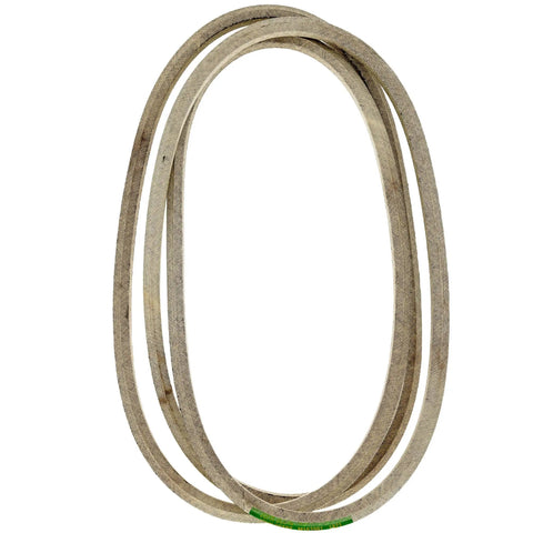 Beefed Up OEM V Belt 0.625 Inch Width 129 Inch Length for Lawn Tractors, replaces M163991 M142997, shown unfolded on white background.