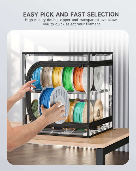 Maker Friendly Two Tier 3D Printer Filament Storage Rack With Transparent Cover Holds Up To 24 Rolls Of 1Kg Filament sturdy iron