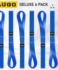Six Pack Soft Loop Tie Down Straps For Securing ATVs UTVs Motorcycles Scooters Dirt Bikes And Lawn And Garden Equipment Heavy Duty 1500 Lb Load Capacity And 4500 Lb Break Strength in blue, 12 inches long
