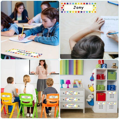 36 Pack Desk Name Plates For Students Classroom Name Tags on desks and chairs, vinyl labels, classroom settings
