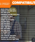 Air pump compatibility list for multiple GM and Volvo models, showcasing parts for reliable installs.