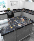 Glossy Blue Gold Marble Countertop Contact Paper 32 Inch Wide By 354 Inch Long Marble Peel And Stick Wallpaper Waterproof Removable