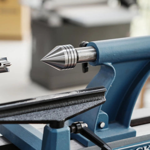 Heavy Duty MT2 Live Tailstock Center For Wood Lathe With 60 Degree Ball Bearing Tip close-up showing precision tip and MT2 shank.