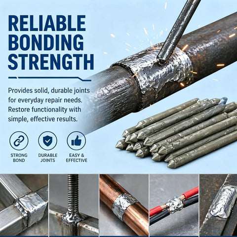 Low Temp Welding Rods Kit 15Pcs Easy Melt Aluminum Stainless Steel Iron Copper Multi Metal for Quick DIY Home Repairs