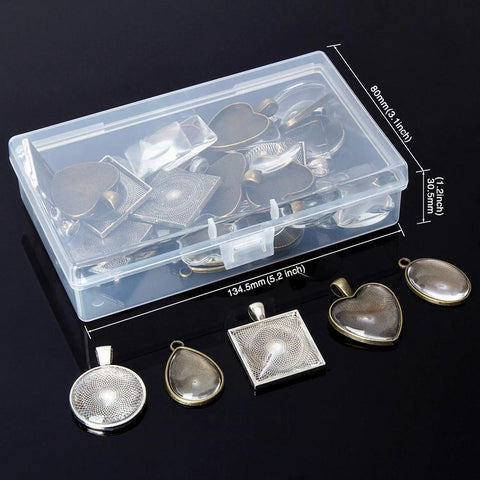 Sixty Piece DIY Resin Making Kit Featuring Five Style Glass Dome Cabochon Pendant Trays For Custom Jewelry Designs Pretty Slick Craft Supply Bundle
