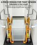 1800 Kg Hydraulic Machinery Mover And Furniture Dolly For No Sweat Heavy Duty Equipment Transport With Adjustable Forks And Foam Pads, 2 Piece Cabinet Mover For Safes And Cupboards, Smooth Warehouse Moving, two-piece hydraulic mover in narrow hallway