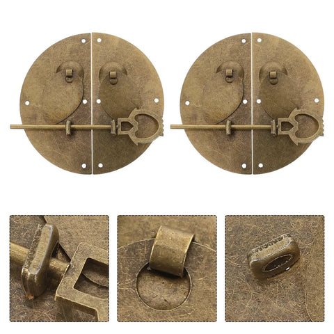 Old School Vintage Round Zinc Alloy Latch Locks For Wooden Boxes And Furniture Two Pack Easy To Install Antique Style