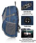 Ultralight 30L Packable Hiking Backpack For Women And Men Foldable Travel Daypack with side buckle, cable hole, and internal pocket
