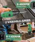 Cordless 12V Max Power Drill With 3/8 Inch Keyless Chuck in use, showcasing variable speed for drilling and screws driving, LED light visible