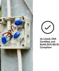 Blue Insulation Displacement Connector For 2 Or 3 Wires Pigtail Self Stripping And Moisture Resistant 22 To 14 AWG in junction box