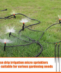 All In One Drip Irrigation Kit 25 Pack With 360 Degree Micro Spray Heads, 12 Inch Stakes, And Tubing in garden lawn setup