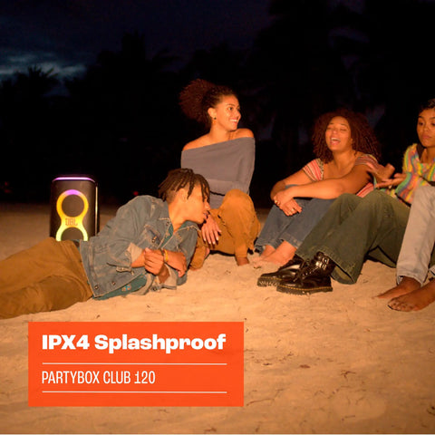 Portable Party Speaker With Foldable Handle And Pro Sound, Club 120 Delivers Dope Bass at a beach party with friends