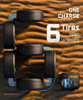 Heavy Duty Tire Inflator Portable Air Compressor For Cars And Trucks With 150 PSI Cordless Pump And Digital Pressure Gauge Beast Mode 35s Fast Inflation For Pickup Trucks SUVs MPVs And Motorcycles showing inflating six tires on sand surface