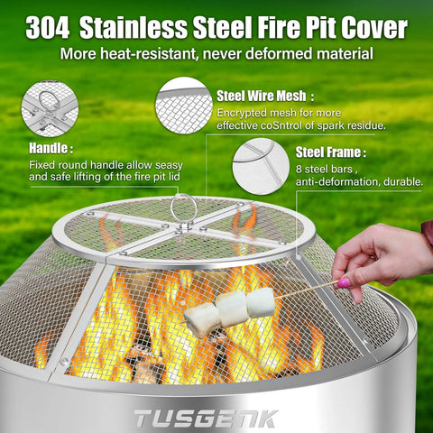 15 Inch Stainless Steel Fire Pit Spark Screen With Detachable Mesh Smokeless Shield And Grill Function For Safe Marshmallow Roasting Spark Protector That Is Easy To Install On Round Fire Pits And Range Shields