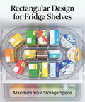 Lazy Susan Fridge Organizer 360 Degree Turntable Clear Refrigerator Storage holding assorted beverage cartons.