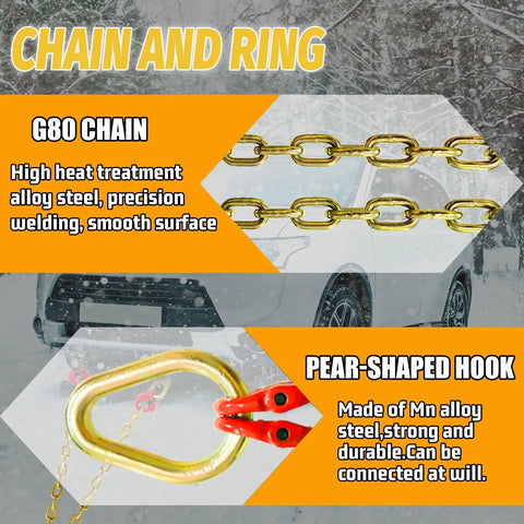 Heavy Duty Grade 80 V Bridle Towing Chain 5/16 Inch, 3 Feet With 8 Inch Hooks, 5400 Lbs Working Load Limit, zinc-plated steel and hooks