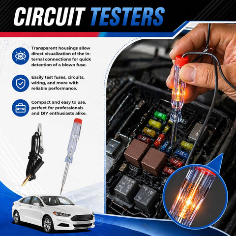 Top Shelf Car Fuse Assortment Kit With 120 Pieces Covering Ten Amp Ratings From Two To Thirty Five featuring circuit tester in use.