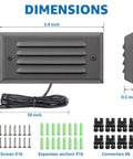 Low Voltage Step Lights For Outdoor Stairs And Fences, 5W LED Landscape Lighting With Horizontal Louver Faceplate, 12V ETL Listed, Three Point Two Foot Wire, Fastlock2 Connectors Included, Eight Pack dimensions with accessories