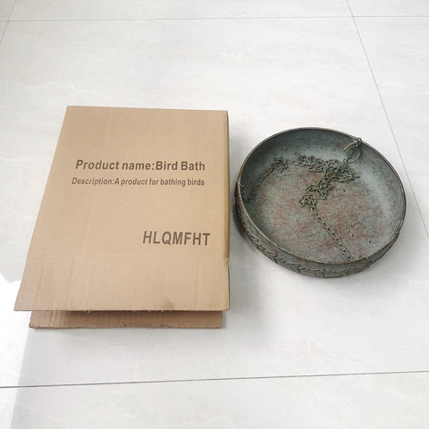 Hanging Bird Bath For Outdoors With Metal Bowl And Stable Triple Chain Design, Powder Coated For Rust Proof Durability