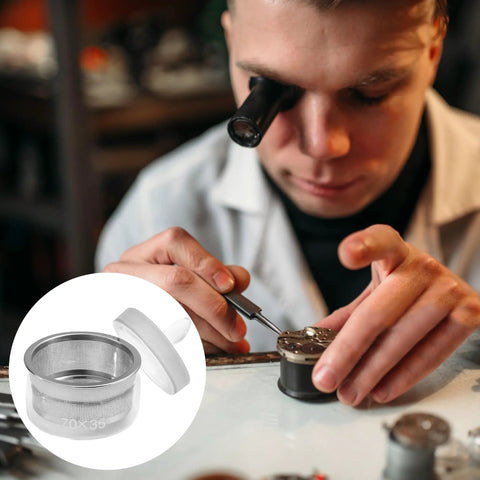 Watch Parts Cleaning Jar With Stainless Steel Mesh Strainer Glass Cleaning Container For Maintenance And Modifications Small Parts Organizer 7cm