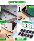 Pro Grade M4 Flat Head Machine Screws Black 168 Piece Heavy Duty Kit used for dishwasher and microwave repairs.