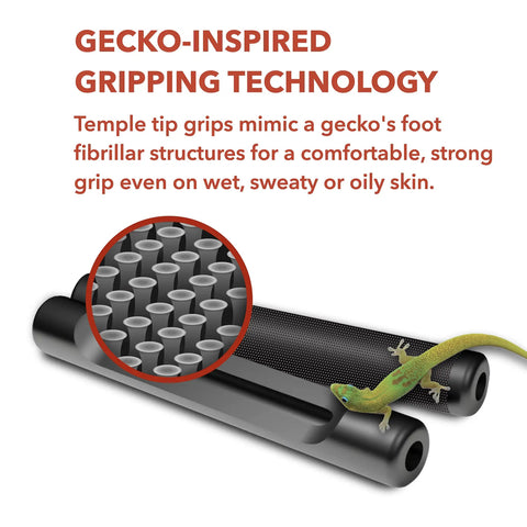 Gecko Grip Temple Tip Sleeves For Glasses Two Black Pairs 49mm Length And 7mm Width USA Made Innovative Microstructured Fiber Tips