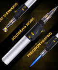 Butane Soldering Iron Multi Purpose Kit Cordless Self Igniting Adjustable Flame 7 Tip Set Pro Grade 125 Watt Equivalent 13 Piece