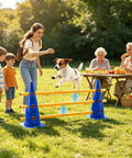 Dog jumps hurdle in Backyard Agility Course Set With Low Hurdles And Cone Obstacles For Pups And All Breed Sizes An Epic Outdoor Training Kit