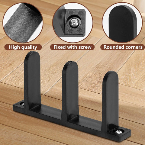 4 Pack Sliding Closet Door Floor Guides Universal ABS Bottom Guides For 1-3/8 Inch Thick Doors Black Cabinet Floor Guides With Screws