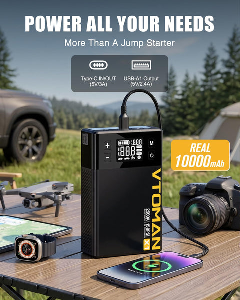 All In One Jump Starter With Air Compressor Tire Inflator Portable Power Pack And Lithium Jump Box For Cars Up To 8.5L Gas Or 6L Diesel 150 PSI 12V Booster Emergency Charger Be Ready On The Road