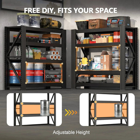 Industrial Grade Premium Badass Heavy Hitting Tough As Nails Metal Shelving Unit With Adjustable Black Steel Decks for storage tools