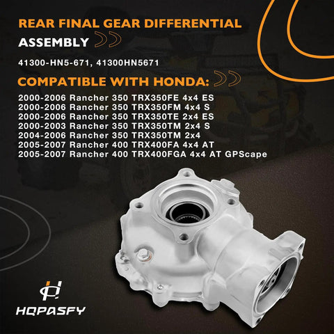 Beefy Rear Final Gear Differential Assembly For Rancher 350 And Rancher 400 ATV Models 2000 To 2007 Fits 4x4 And 2x4 Variants