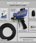 Portable Sand Blaster Gun Kit For Air Compressors With Gravity Feed And Siphon Modes Ideal For Rust Removal And Glass Etching Requires At Least 4 CFM At 90 PSI For Continuous Use Max 150 PSI Not For Pancake 6 Gallon Or Smaller parts and accessories