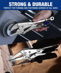 Locking Pliers Set With Curved Jaw And Long Nose, CRMO Steel Construction, Perforated Screw, used on metal and wood surfaces
