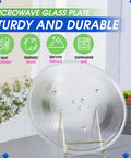 14.18 Inch Microwave Turntable Plate Replacement Glass Dish For Quick Reheat And Even Cooking on display stand